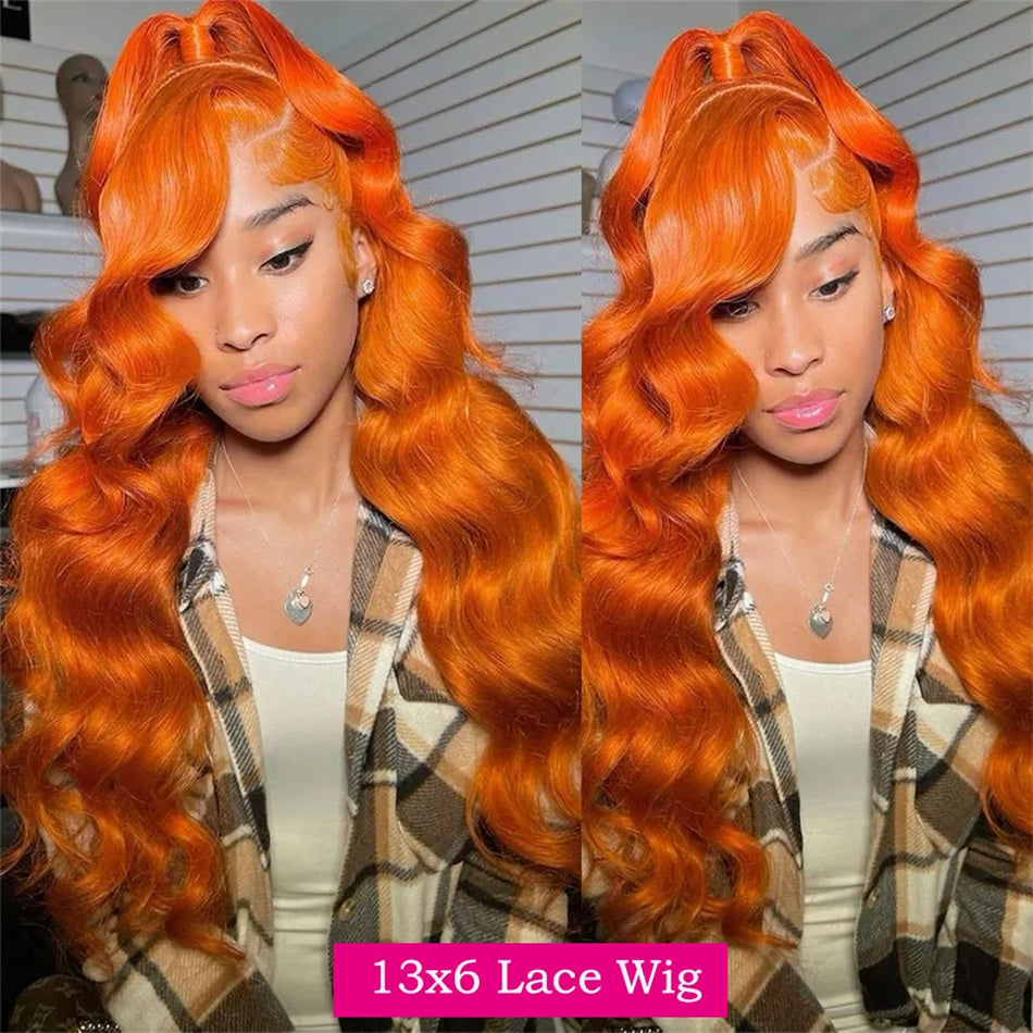 Perruque Lace Front Wig naturelle ondulée couleur gingembre 13x6 HD 30 pouces, perruque Lace Front Wig naturelle ondulée couleur gingembre orange